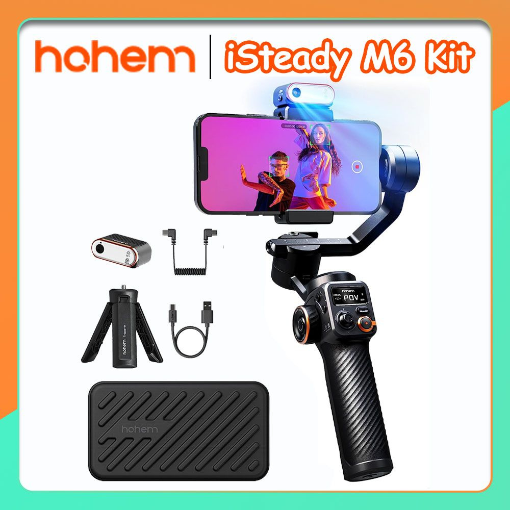 Стабилизатор смартфона Hohem isteady M6 Kit, AI Tracker fill light,  3-осевой телефон для iPhone и Android для записи видео на открытом воздухе