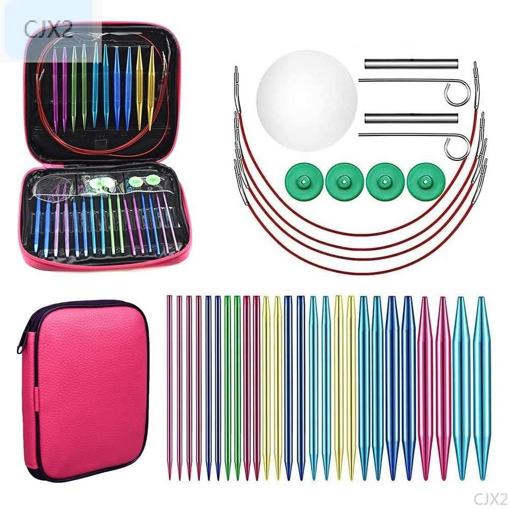 Набор круговых металлических спиц для вязания со сменными лесками-CJX2 ...