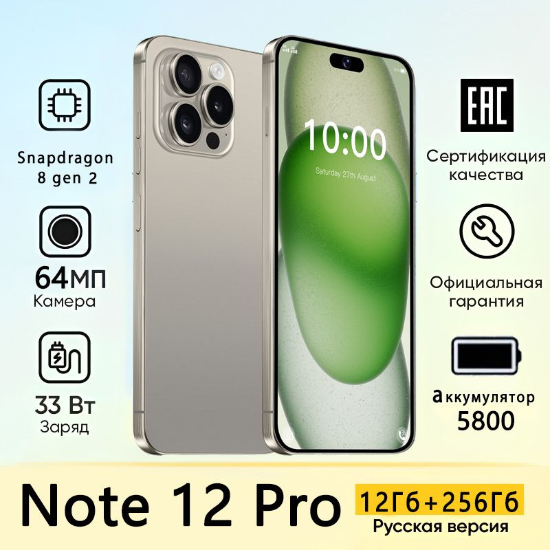 ZUNYI Смартфон Note 12 Pro Ростест (EAC) 12/256 ГБ, серебристый, серый металлик  #1