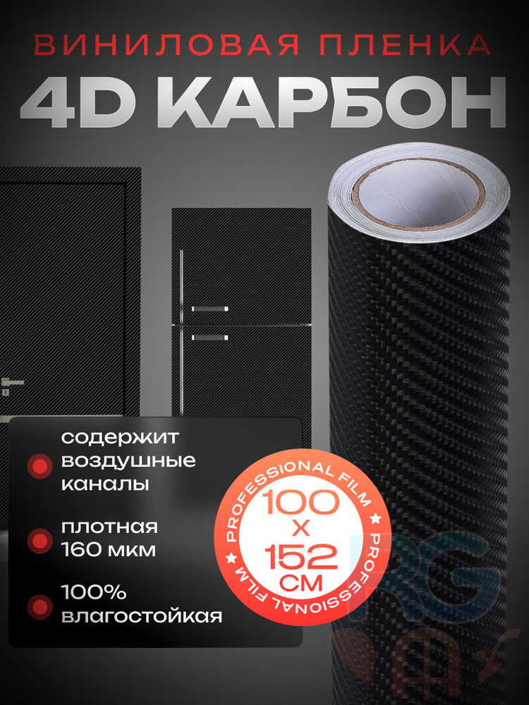 Карбоновая пленка для мебели 4D Reton Group. Самоклейка на мебель, черная пленка на кухонный гарнитур #1