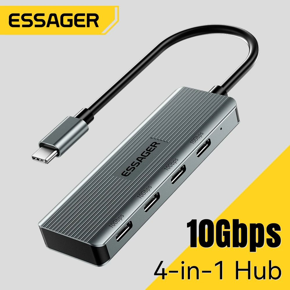 Концентратор Essager USB C Hub 10 Гбит/с 4-IN-1, 4 USB-C #1