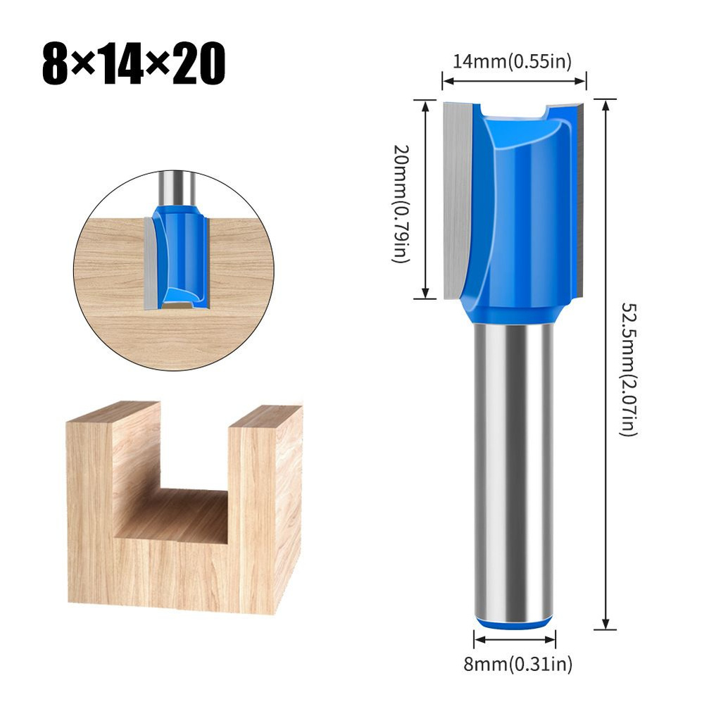 Фреза по дереву пазовая прямая 14 x 20 мм, хвостовик 8 мм #1
