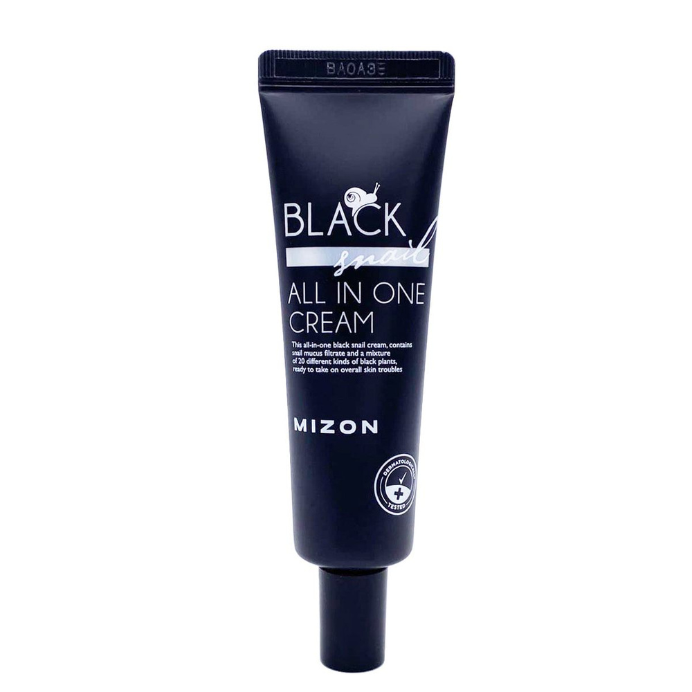 Крем для лица Mizon Black Snail All In One Cream, крем с муцином улитки против морщин, омолаживающий, #1