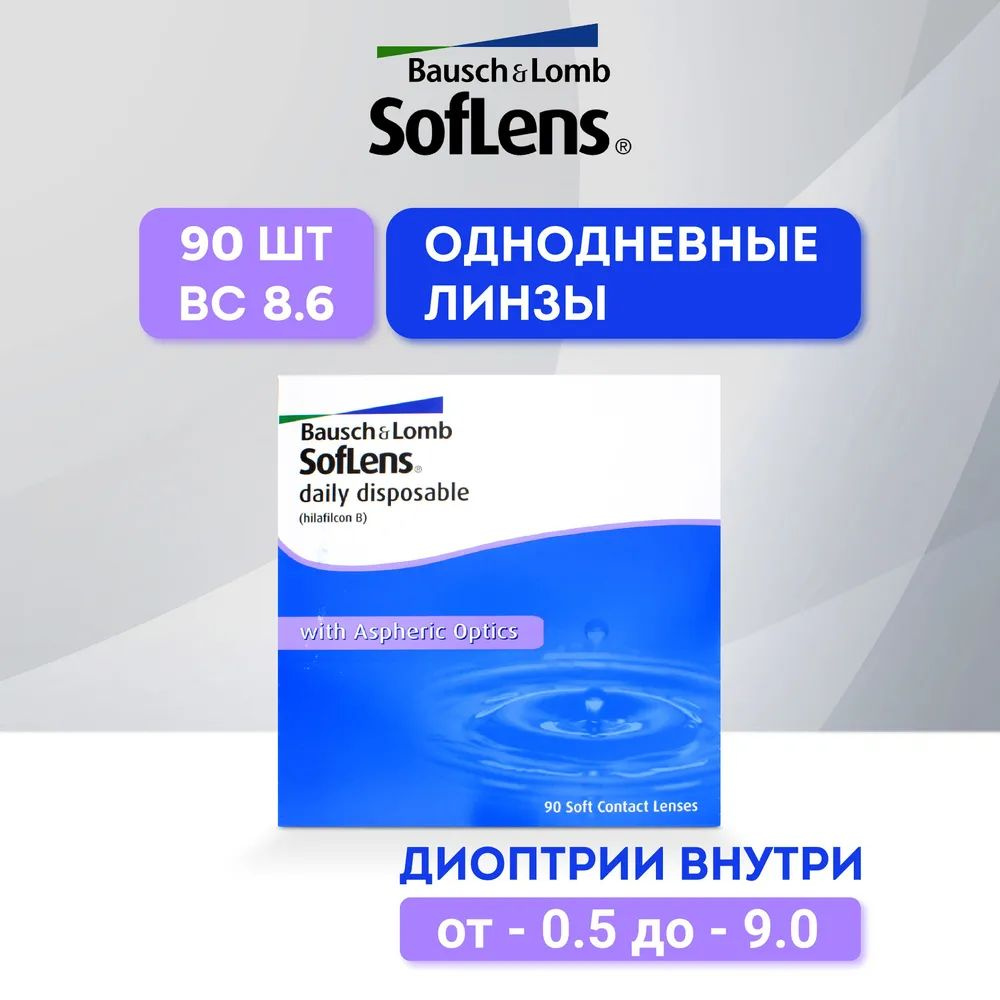 Bausch + Lomb Контактные линзы с диоптриями, -0.50, 8.6, 1 день  #1