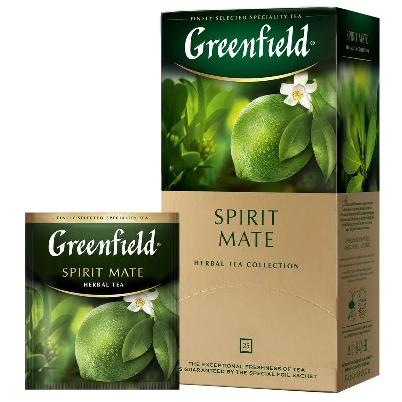 Чай в пакетиках травяной Greenfield Spirit Mate(Спирит Матэ), 25 пак. Лайм.  #1