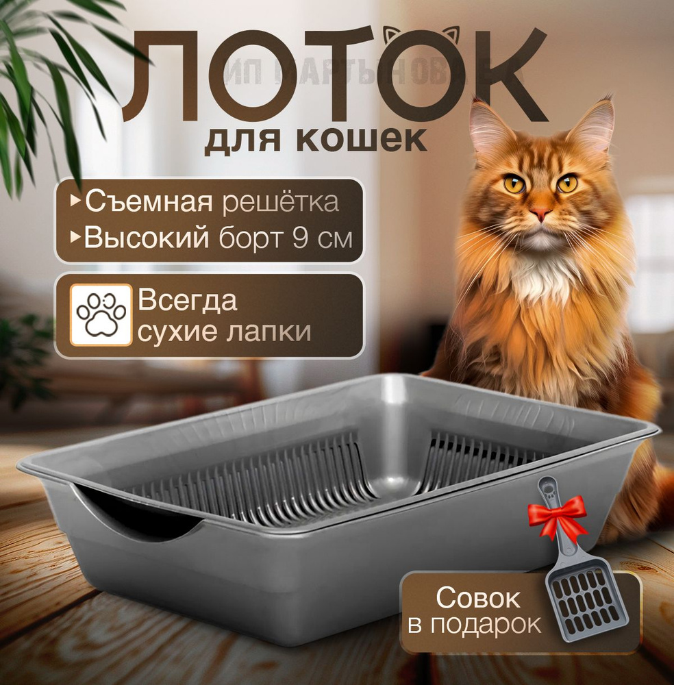 Лоток для кошек 36х26х9см, с бортом, с сеткой купить на OZON по низкой ...