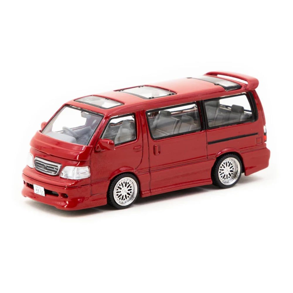 Машинка Tarmac Works 1/64 Toyota Hiace Wagon Custom Red Diecast Scale Model Car #1