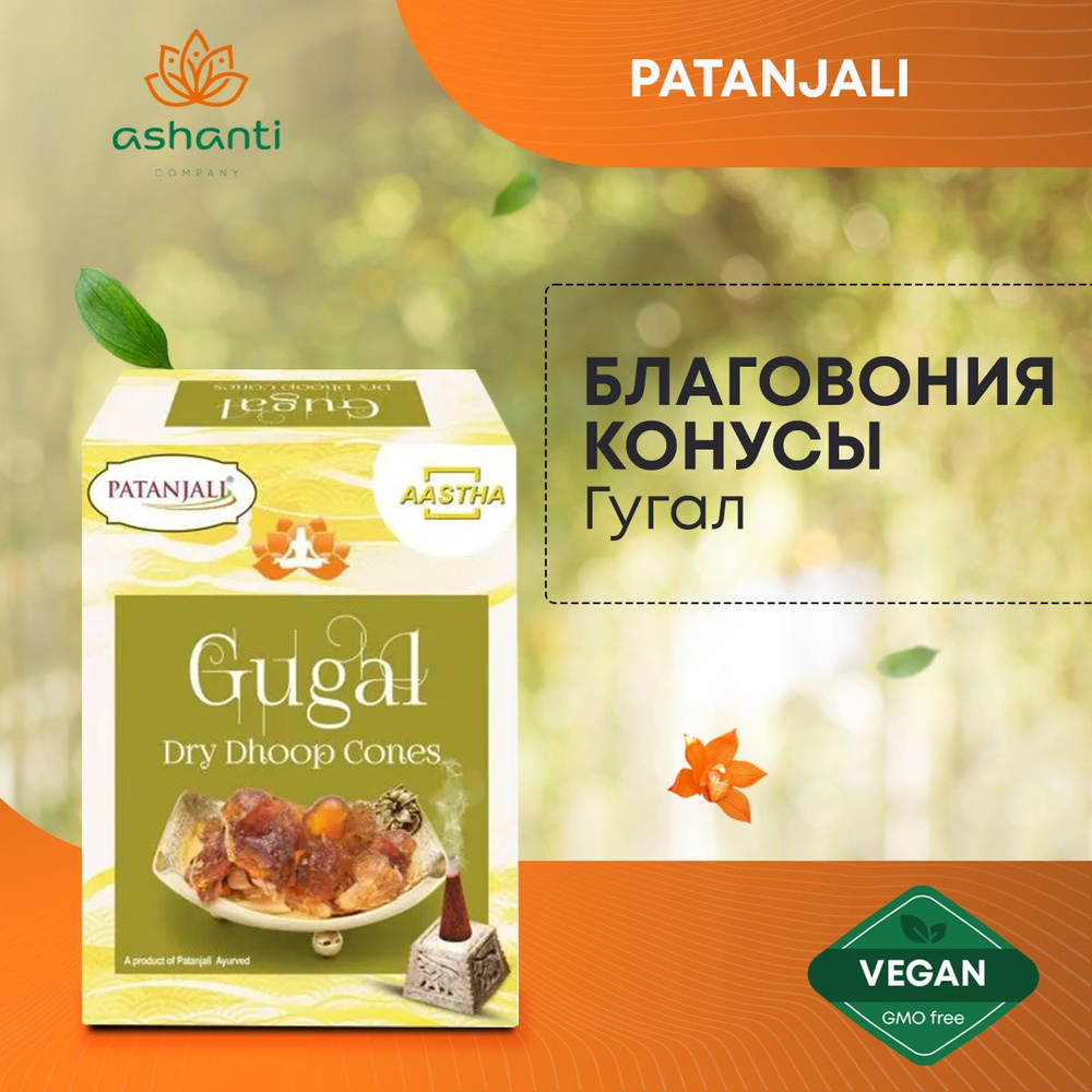 Благовония конусы сухие Aastha Guggal Dry Dhoop Cones (Гугал) для дома, йоги и медитации, Patanjali (Патанджали), #1