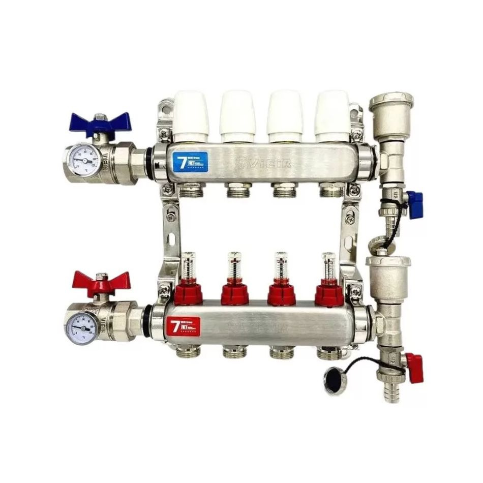 Коллекторная группа с расходомерами и кранами 1x3/4 нерж. 4 выхода ViEiR VR113-04  #1