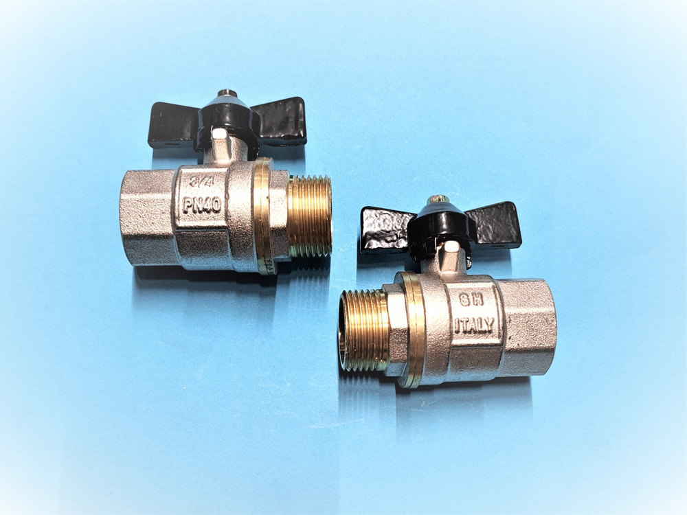 Кран шаровый 3/4" (комплект 2шт) B-H короткая ручка 221g, GH #1