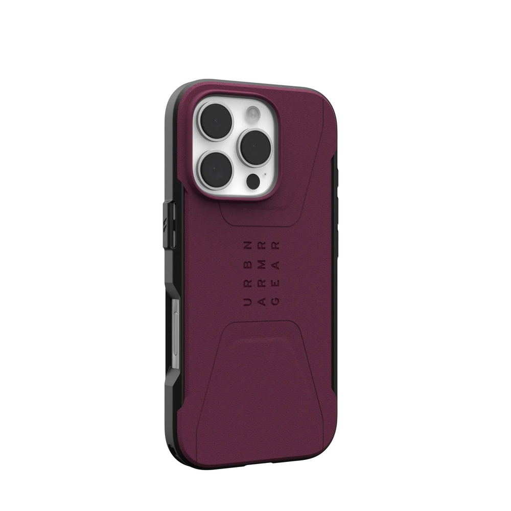 Защитный гибридный чехол с поддержкой MagSafe UAG Civilian для iPhone 16 Pro (Бордо / Bordeaux)  #1