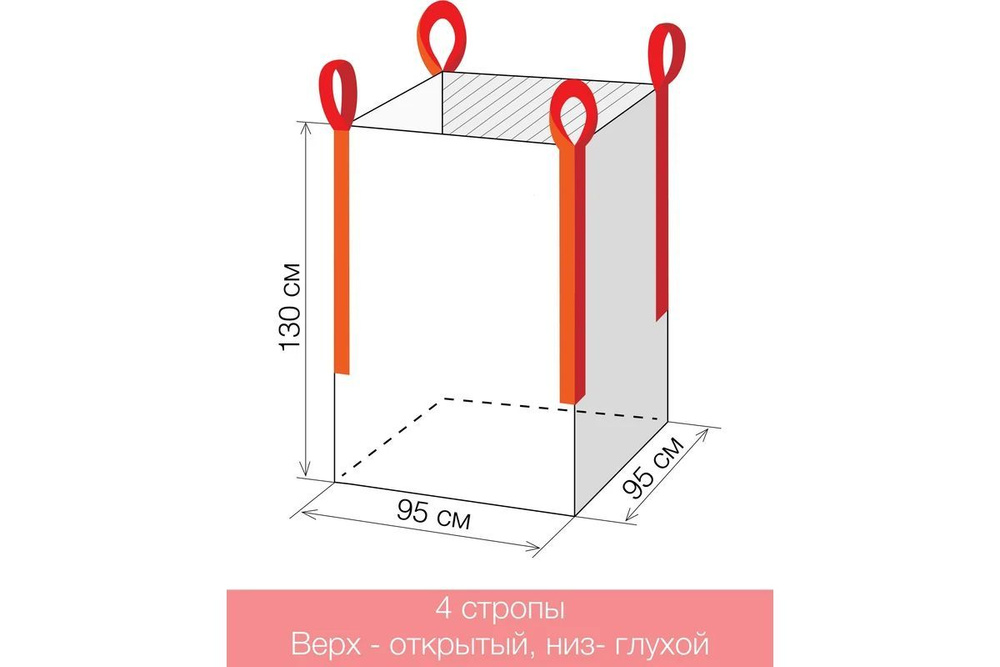 Gigant Биг-бэг 95x95x130 4стропы, верх-открытый, низ-глухой 25шт. G-30-06-008  #1