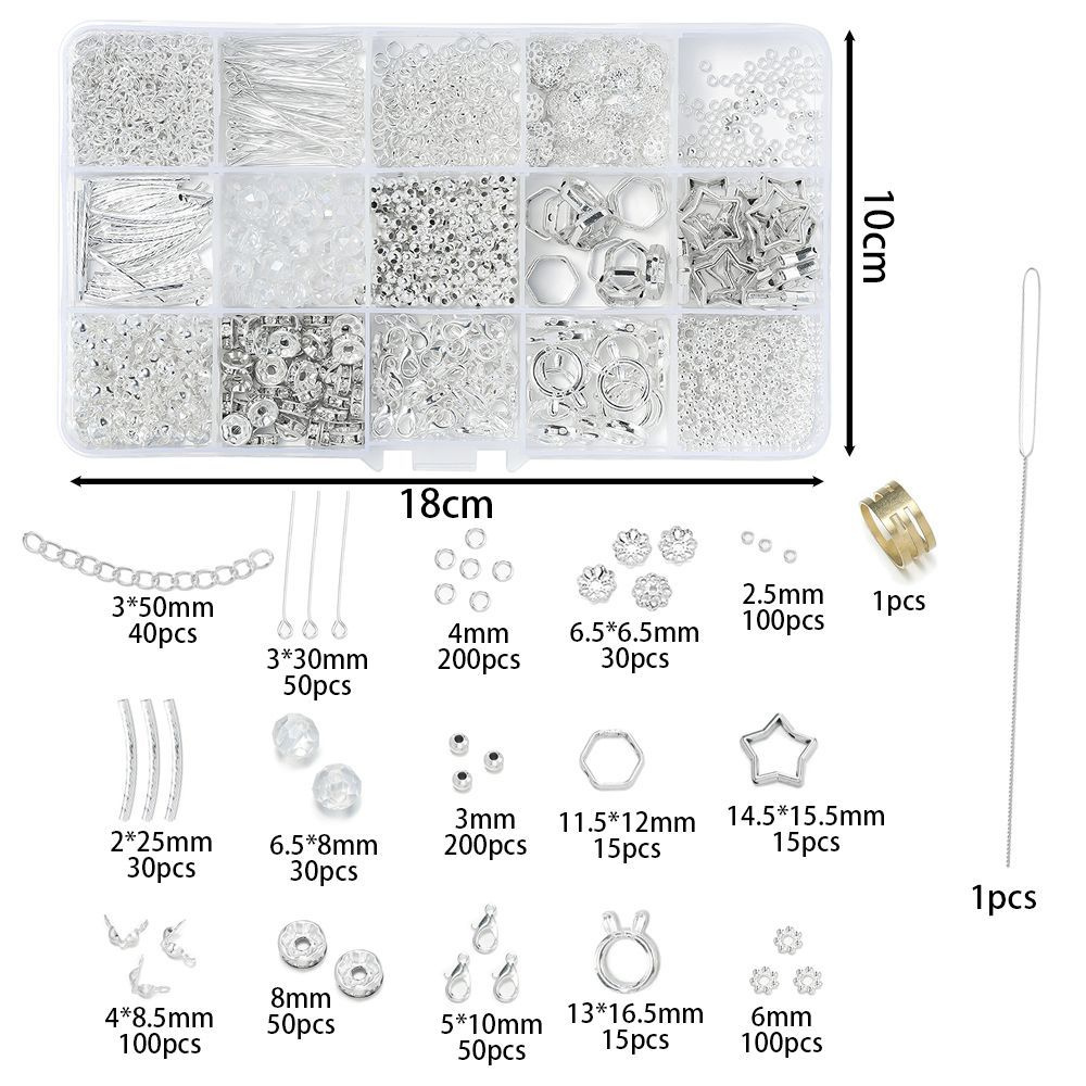 Набор фурнитуры для колье, браслетов, 1027 шт , цвет серебро  #1