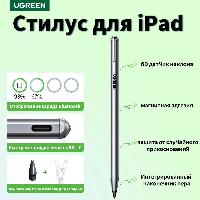 Стилус для iPad, AGNI Senses. Apple pencil usb-c с магнитным креплением, для планшетов апл  #1