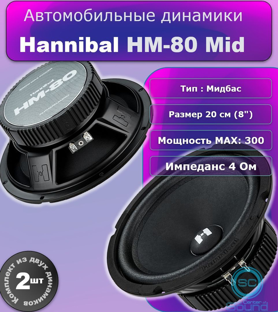 Колонки автомобильные динамики 20 см Deaf Bonce Hannibal HM-80 Midbass автоакустика Alphard  #1