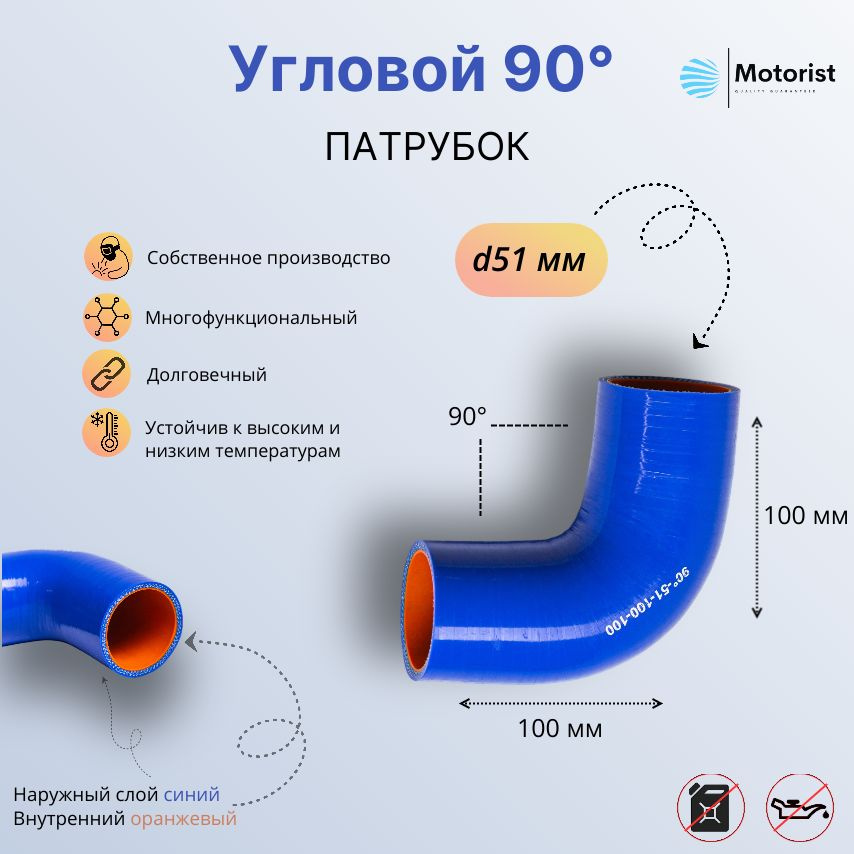 Motorist Патрубок охлаждения, 100 мм, арт. 90° L100*100 d051 #1