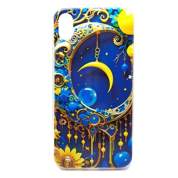 Силиконовый чехол для iPhone XR, красочный принт, месяц с узорами #1