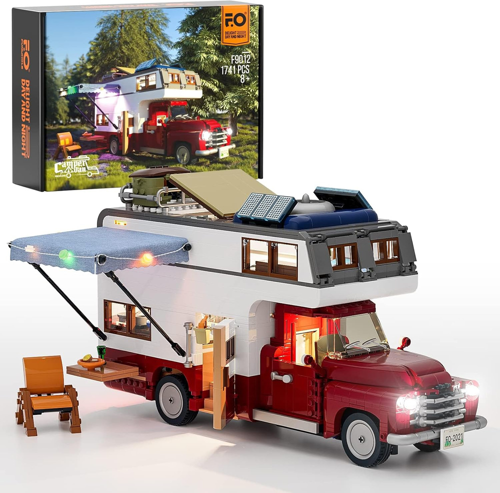 FUNWHOLE Lighting Campervan Building Set-Набор строительных кирпичей Campervan с 1741 элементом светодиодного #1