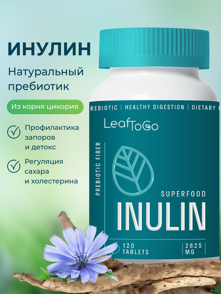 Инулин 2625 мг LEAFTOGO пребиотик для взрослых, витамины для микрофлоры, пищеварения, очищения кишечника #1
