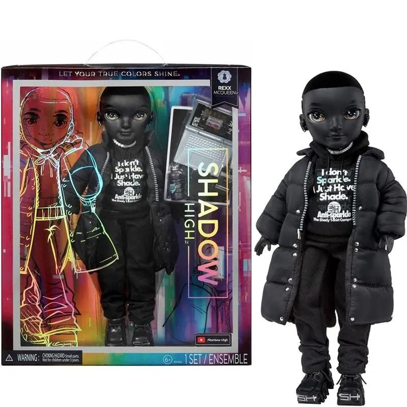Rainbow High Shadow High Series - SHANELLE ONYX - Grijstonige fashion pop met stijl zwart haar, twee Designer Outfits & accessoires - Verzamelbaar - Voor kids van 6