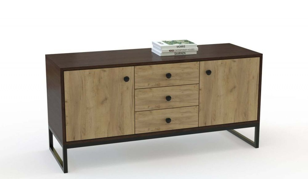 Комод Фокус 12 BMS напольный в стиле лофт с выдвижными ящиками и распашными дверцами для белья и одежды #1