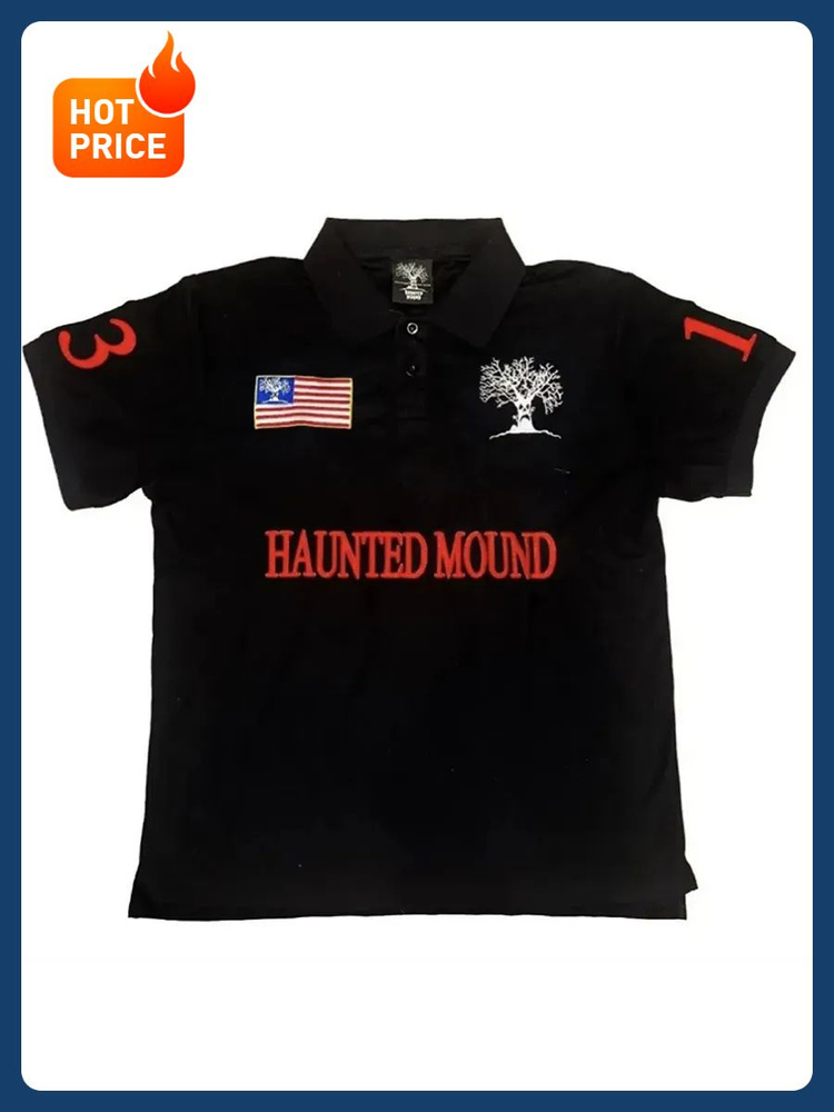 Поло Haunted mound, мужское, чёрное, для мужчин, из хлопка
