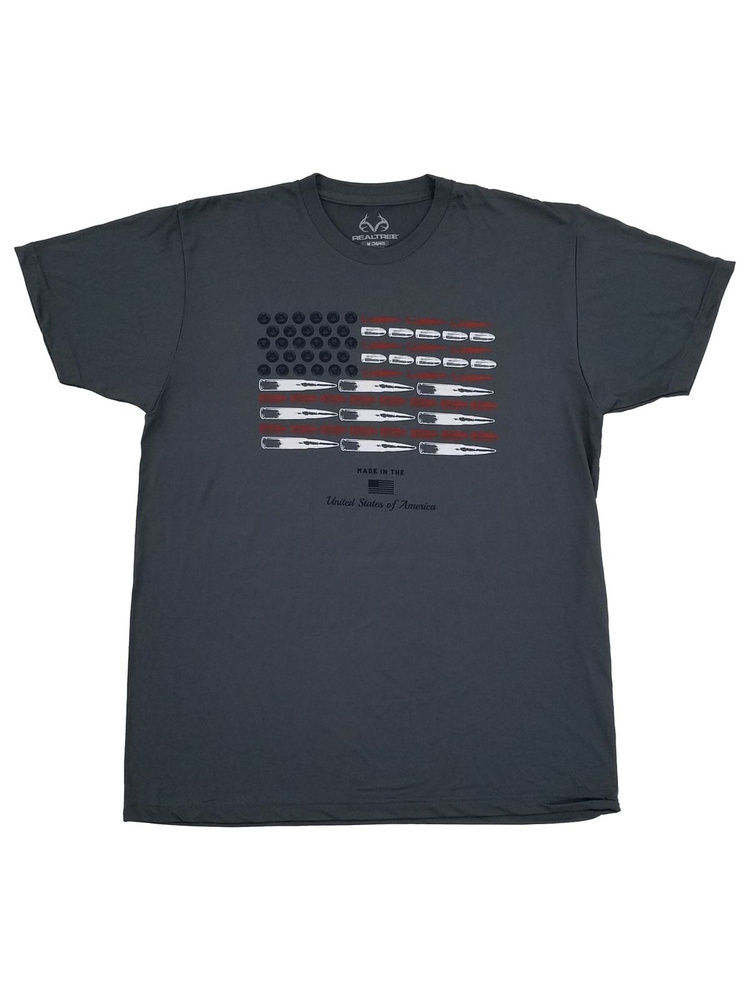Футболка футболка мужская Realtree Mens Gray Ammo United States Flag Short Sleeve Performance T-Shirt #1