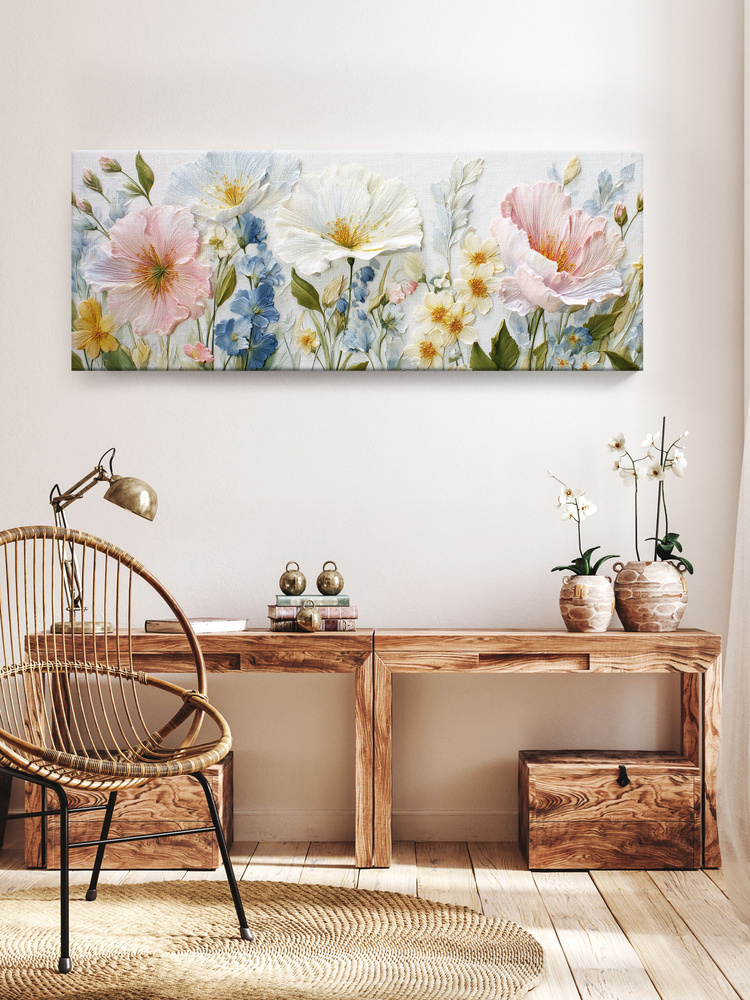 Картина 45х115 Цветы канвас на холсте с подрамником #1