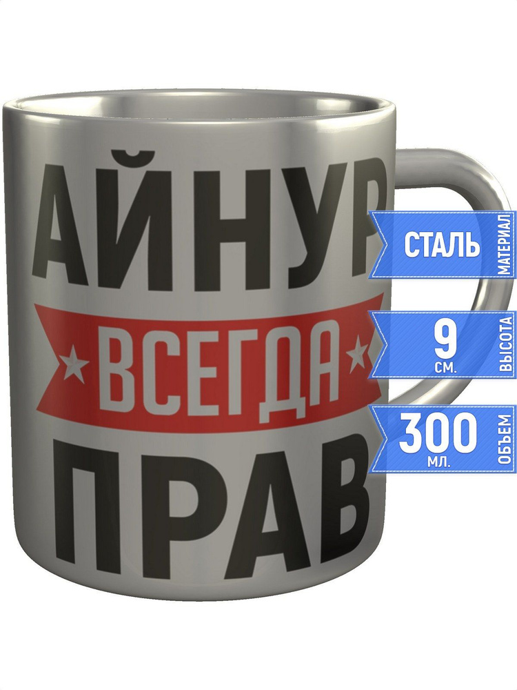 Кружка Айнур всегда прав - металлическая #1