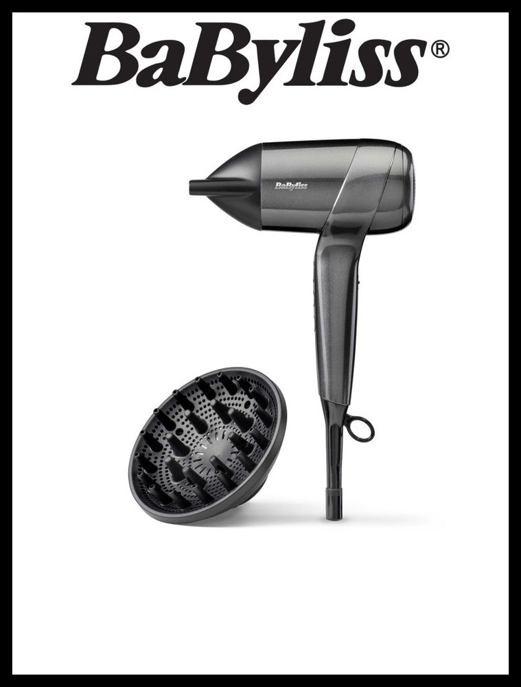 BaByliss Фен для волос D6200DE 1600 Вт, скоростей 3, серебристый #1