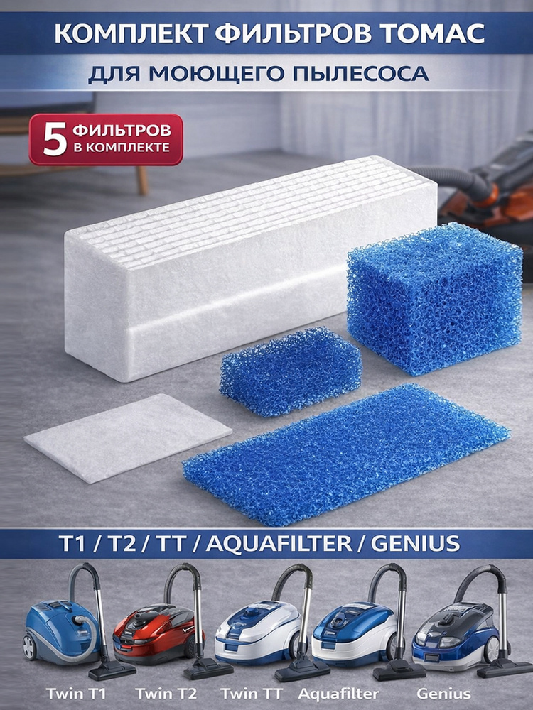 Комплект фильтров 787203 для пылесоса, HEPA фильтр, совместимо с Twin T1 T2 TT Aquafilter Genius Hygiene #1