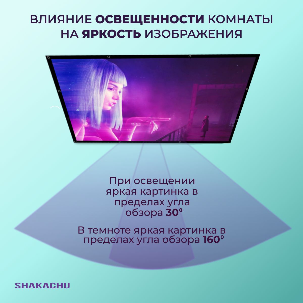 Экран для проектора, 120 ДЮЙМОВ Shakachu FWM120R, складной экран для ...