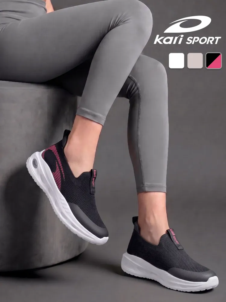 Слипоны Kari SPORT женские черные текстильные летние