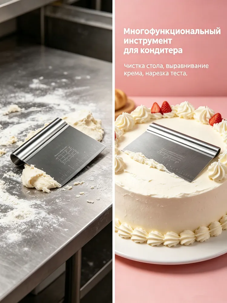 Шпатель-скребок кондитерский, длина 15 см, 1 шт, 15 см, фото 3