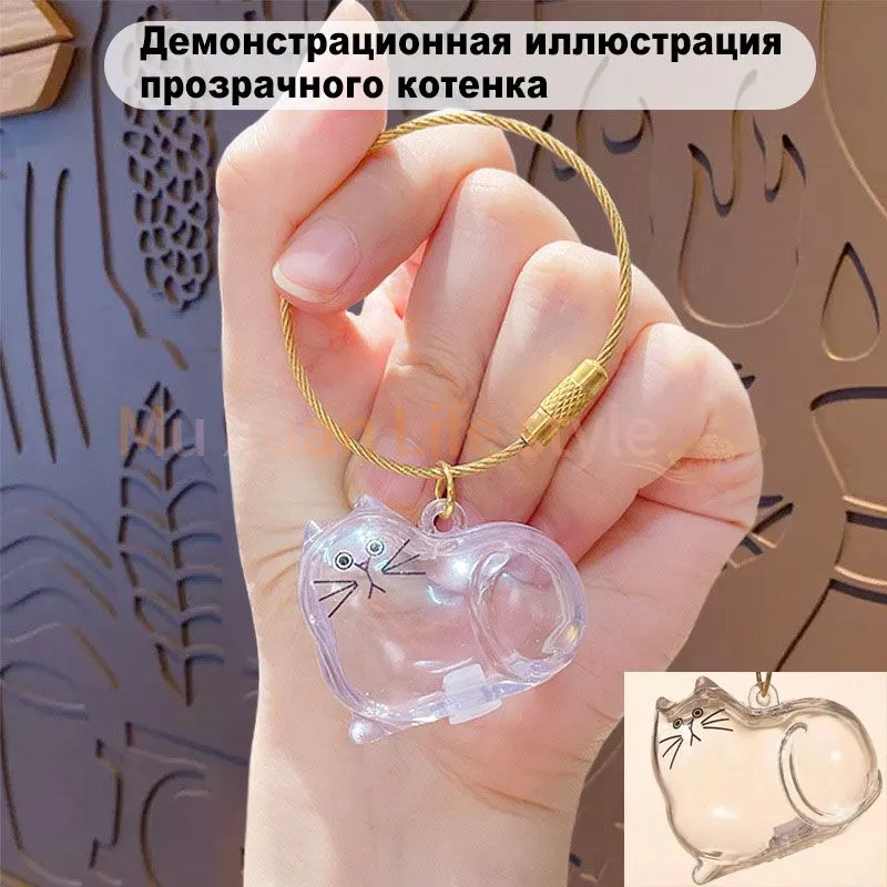 Прозрачная капсула для хранения кошачьей шерсти, пластиковый контейнер-брелок, коллекционный аксессуар для любителей кошек, прозрачный, фото 4