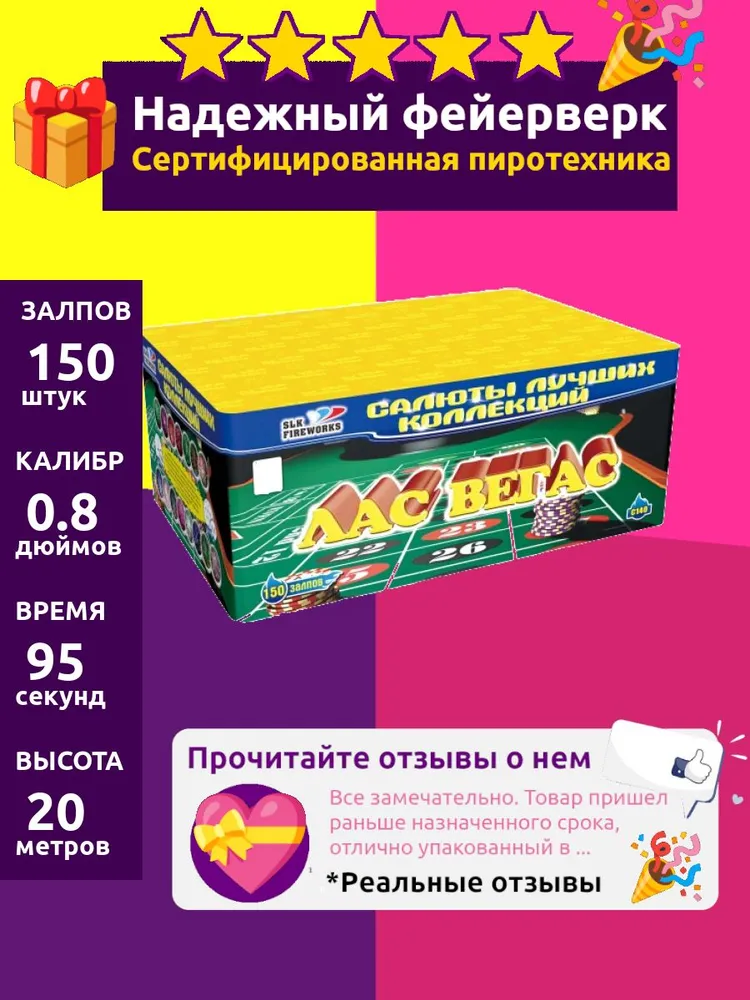 Салют на Новый год Лас-Вегас 150 залпов 0.8 дюйма SLK Fireworks C140 Новогодний фейерверк, вариант