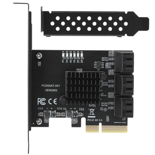Контроллер PCI-E на 6 портов SATA 3.0, адаптер ASM1166, для жестких дисков и SSD, поддержка Windows/