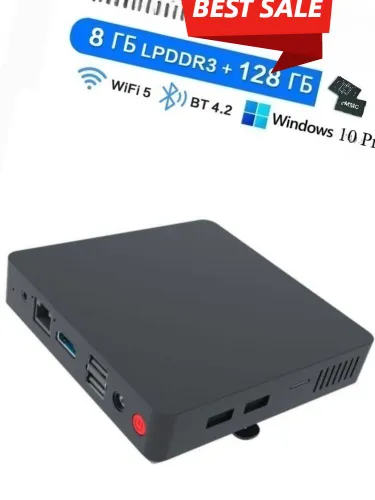 Мини-ПК (Intel Pentium J3710, RAM 8 ГБ, SSD 128 ГБ, Intel HD Graphics, Windows 10 Pro)