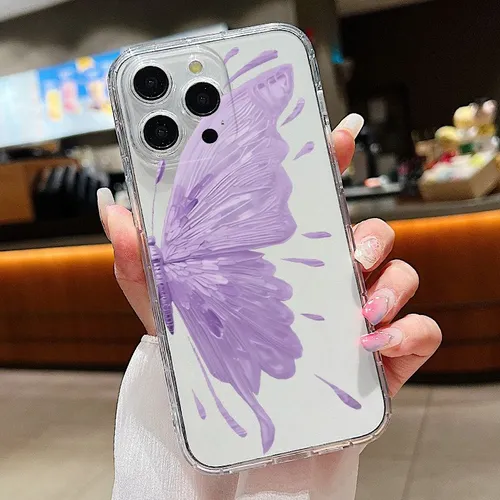 Подходит для iPhone 13 прозрачный ТПУ Принт в виде бабочки принтом Чехол,Противоударный чехол