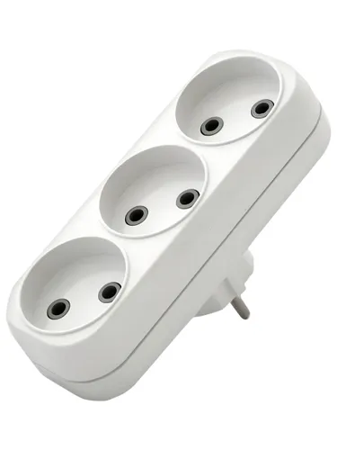 Разветвитель 3 розетки UNIVersal 10 А 230 В 2,2 кВт белый (А203)