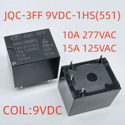 3pcs Реле JQC-3FF 9VDC-1HS551 10А 4 вывода