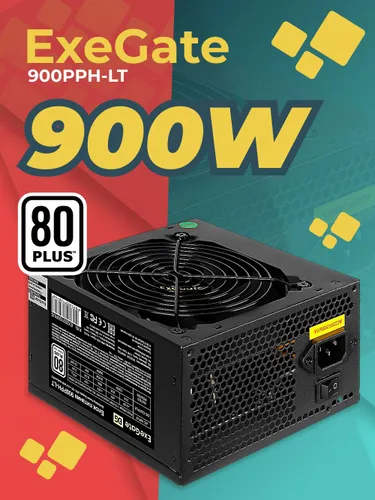 Блок питания для ПК ExeGate 80 PLUS 900 Вт, 80+, APFC, 20 + 4 pin, 4+4 pin x2 (EX292155RUS-S)