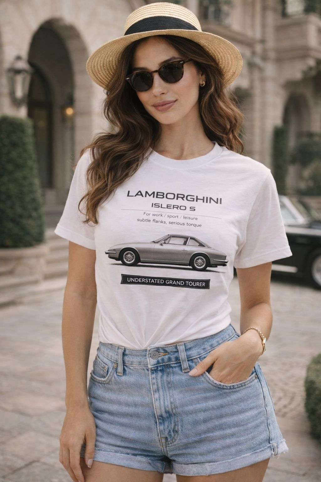 Футболка белая в стиле Lamborghini Islero S