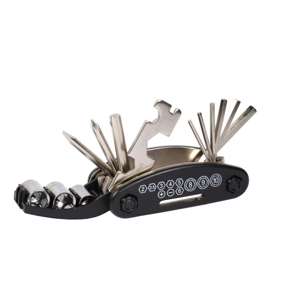 Мультитул велосипедный Black Tools WJ-09, 15 в 1, шестигранники от 2 до 8 мм, ключи от 8 до 15 мм Мультитул велосипедный Black Tools WJ-09, 15 в 1, шестигранники от 2 до 8 мм, ключи от 8 до 15 мм