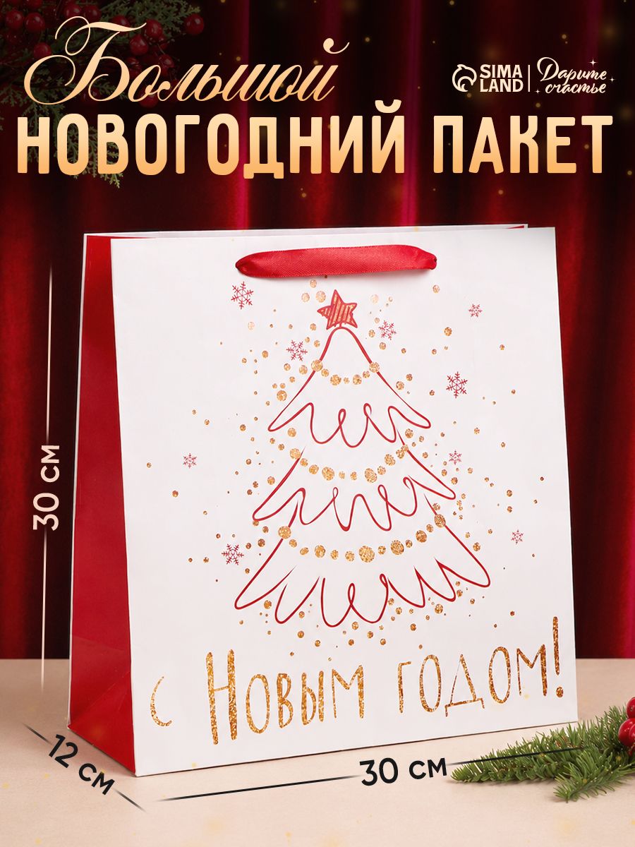 Пакет подарочный новогодний, 30 х 30 х 12 см