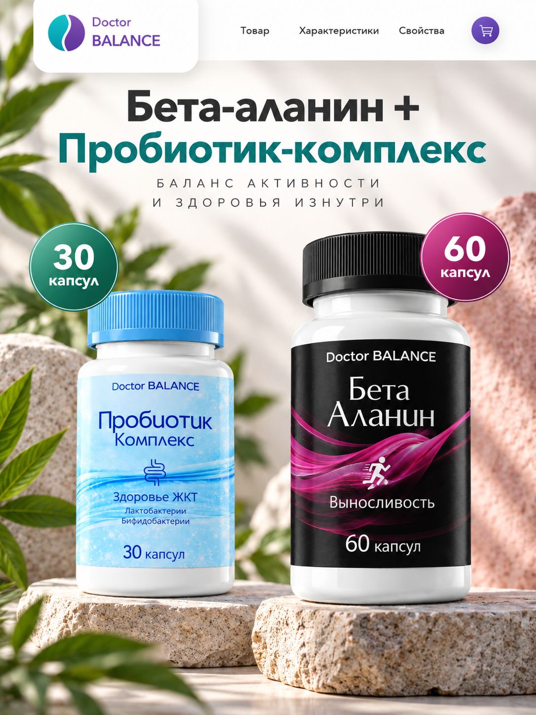 Набор Doctor Balance: Бета-аланин 60 + Пробиотик-комплекс для пищеварения 30