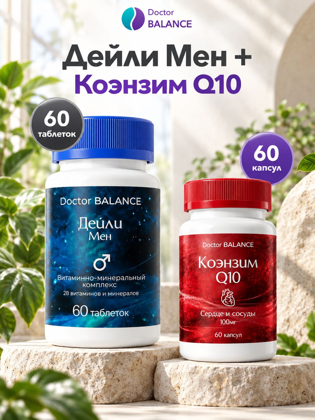 Набор Doctor Balance: Витамины для мужчин Дейли Мен 60 + Коэнзим Q10 100 мг 60