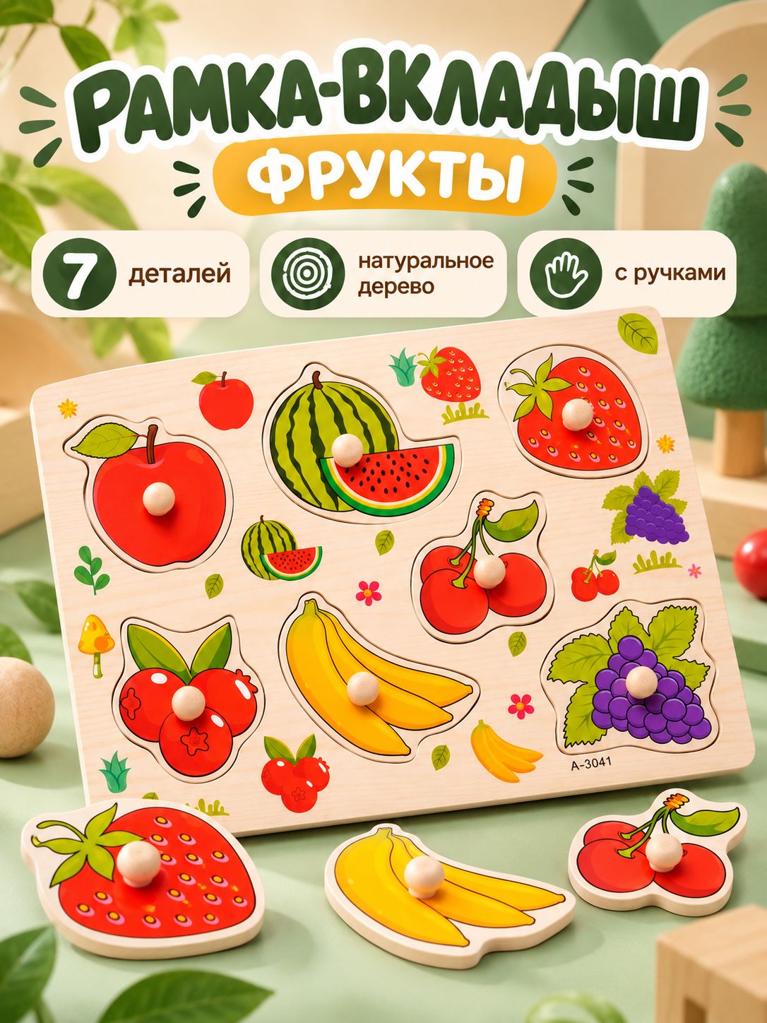 Рамка вкладыш для малышей / развивающие игрушки