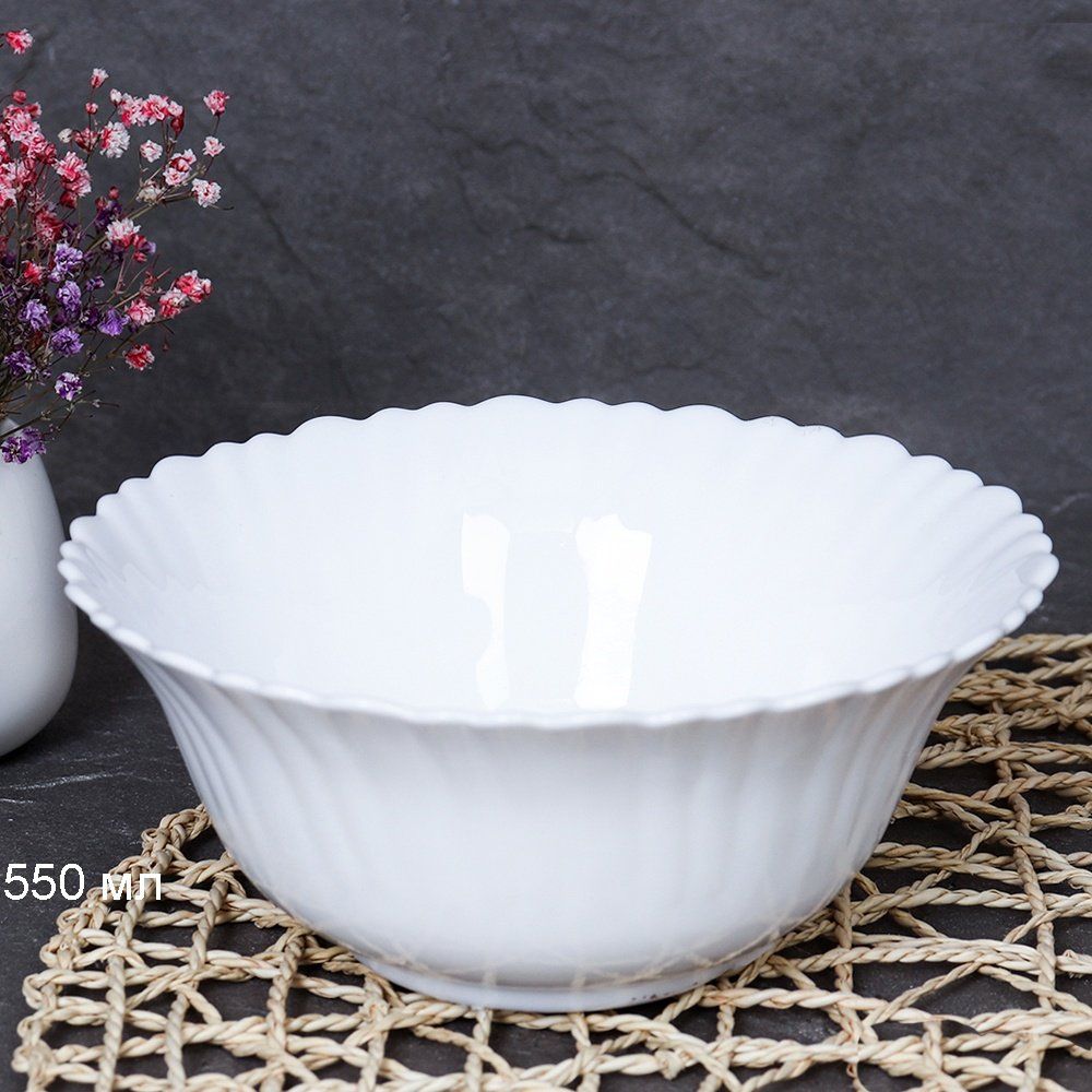 Салатник WHITE LILY глубокий Тюльпан , 550 мл, диаметр 15,5 см, стеклокерамика