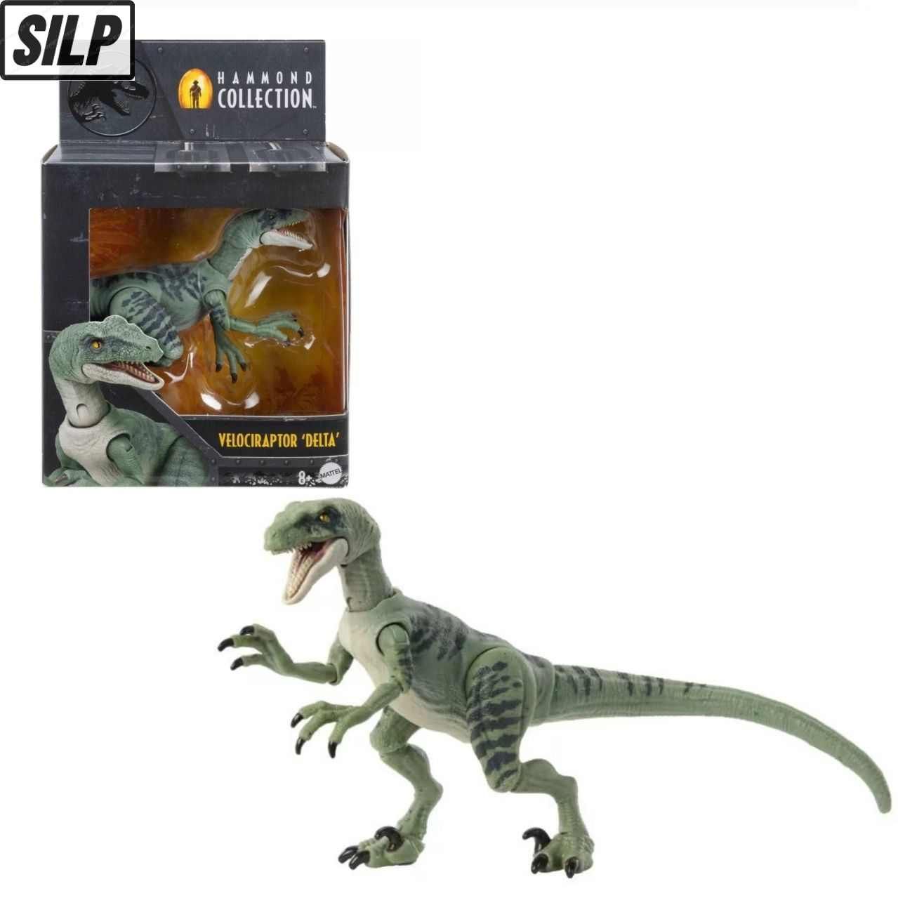 JURASSIC WORLD VELOCIRAPTOR Delta Amber Collection Dinosauro Mattel